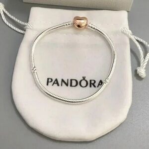 💍Pandora Moments Heart Clasp Snake Chain Bracelet Size 7.5 Wrist Size 6.7 in